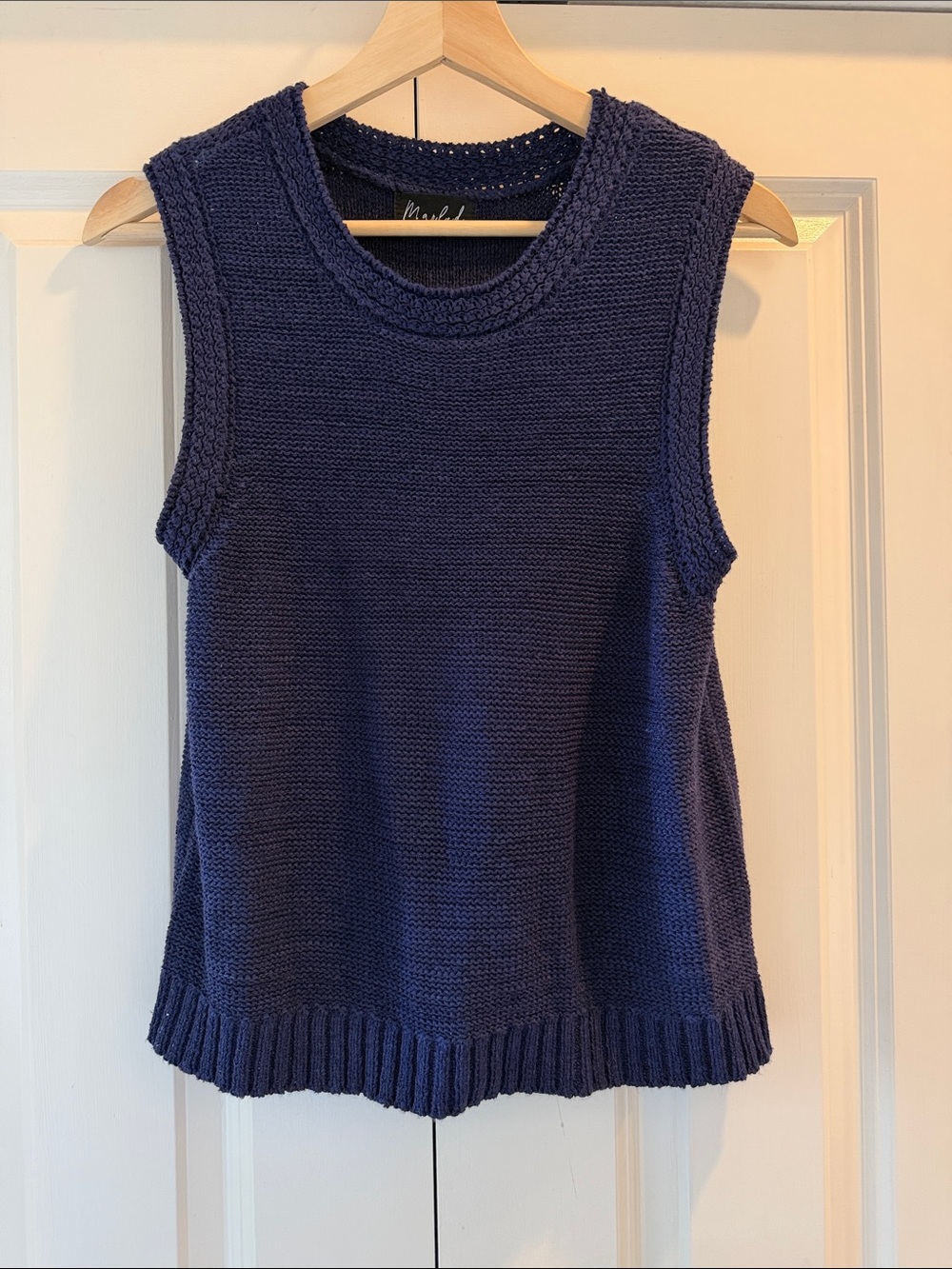 Marled Navy Knit Sleeveless Pullover Tank